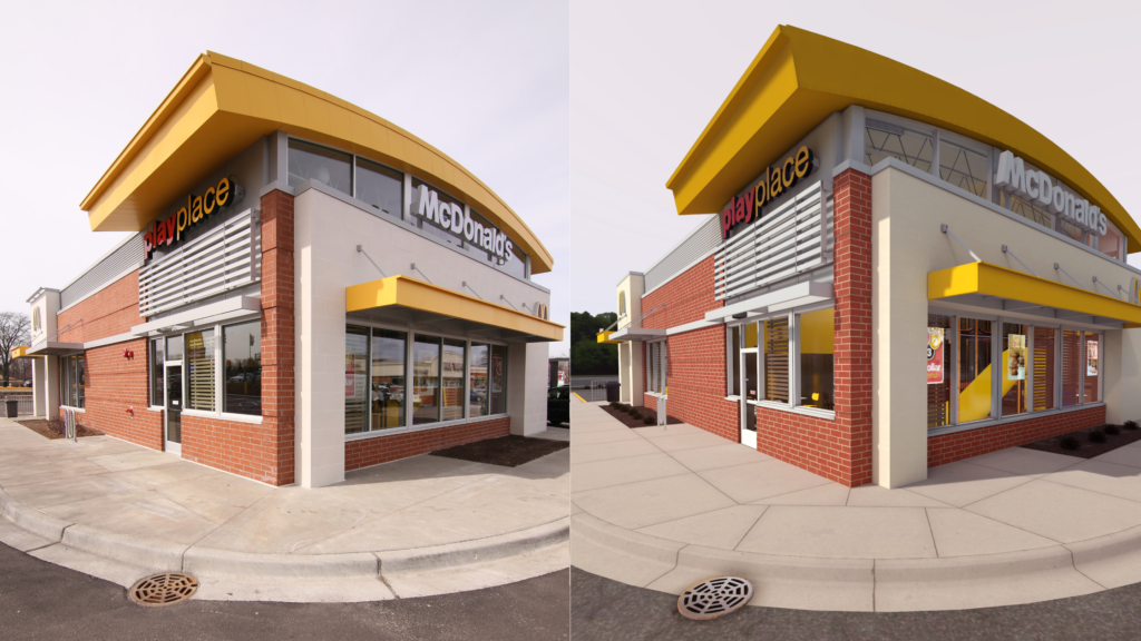 real McDonalds vs. digital twin McDonalds side by side